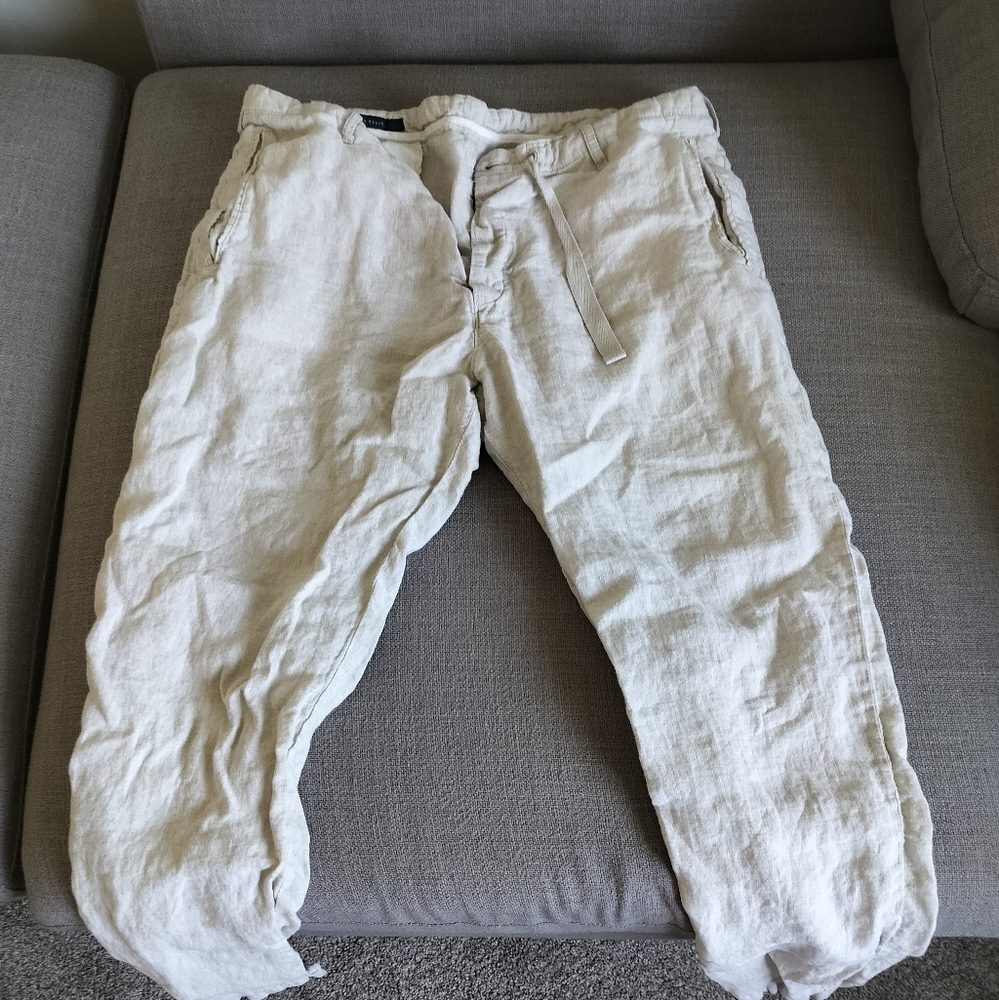 Perry Ellis 100% Linen Drawstring Casual Pants for Men, Regular Size 36W x 32L